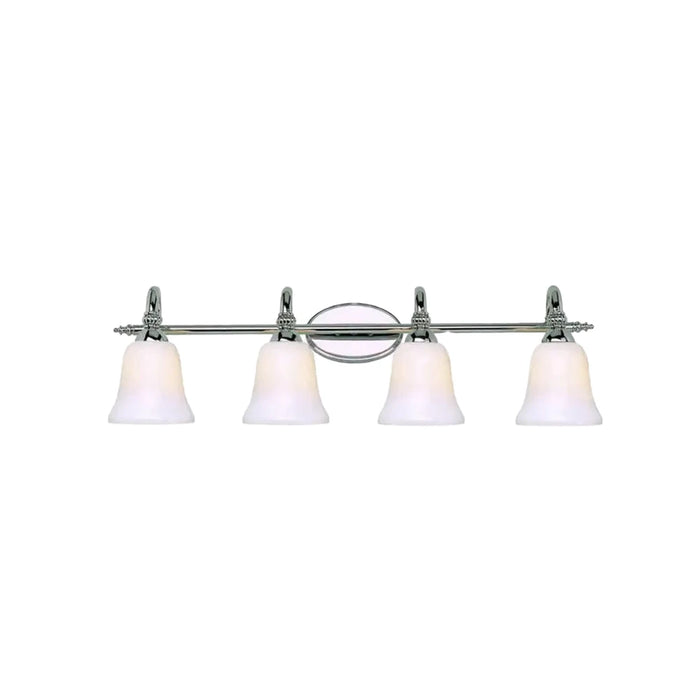 Four Light Bath Wall Fixture | Four 100 Watt Maximum. Incandescent or LED | Polished Chrome