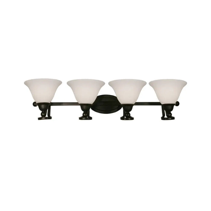 Four Light Bath Vanity Wall Fixture | Four 60 Watt Maximum. Incandescent or LED | Bronze Finish