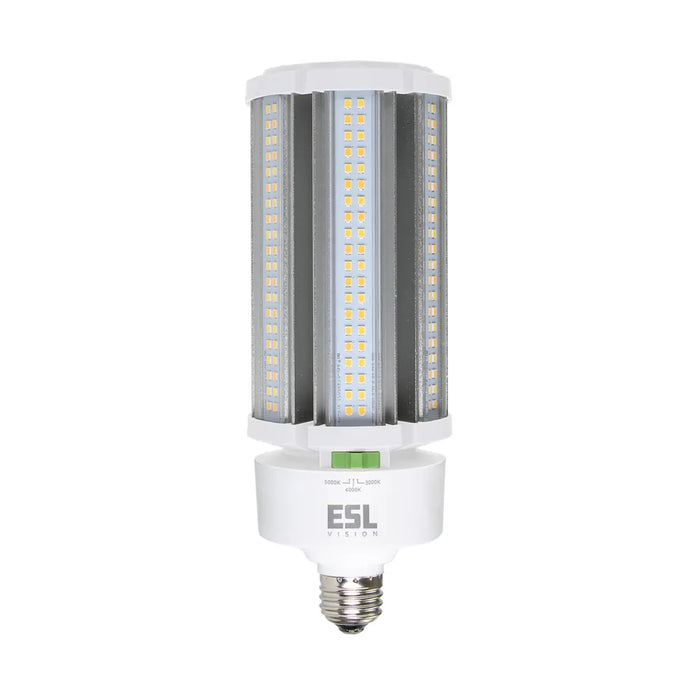 LED Corn Light Bulb | Type B, Ballast Bypass | Mogul (EX39) Base | 55 Watts | 7,150 Lumens | 3000K | 80+ CRI | E39 Base Adaptor | White