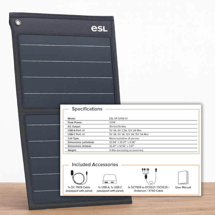 ESL Vision 1000W Power Station + 120W Solar Panel Kit