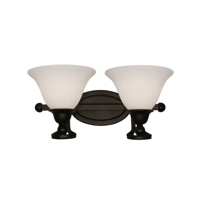 Two Light Bath Vanity Wall Fixture | 60 Watt Maximum. Incandescent or LED | Bronze Finish