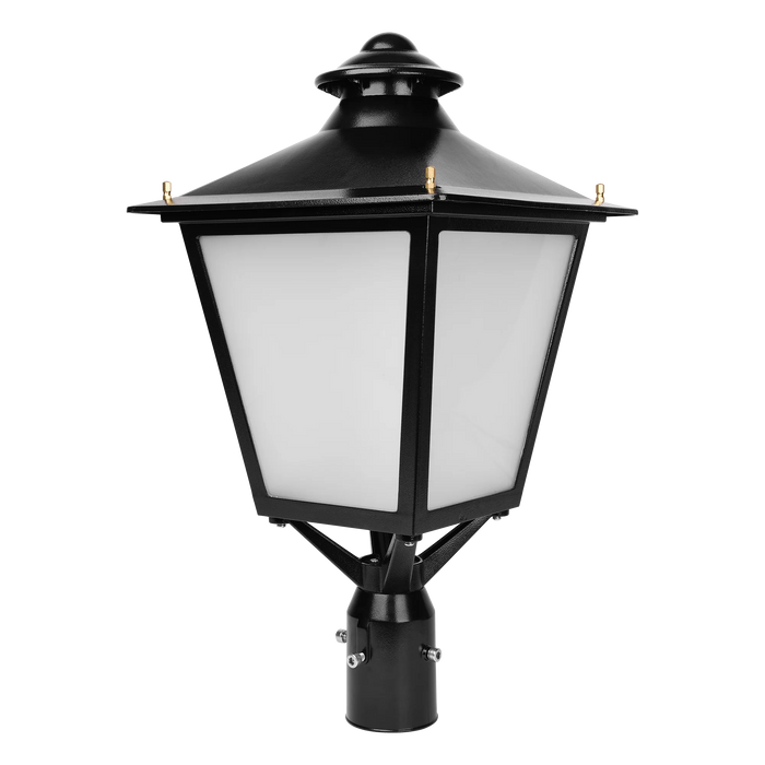 Post Top LED Lantern Fixture | 120 Watts | 3000K | 70+ CRI | 120-277V | IP65 | Black Finish | 2-3/8 In. Slip Fitter